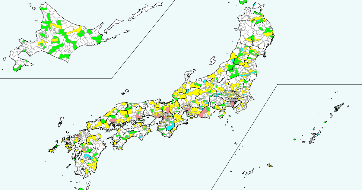 市町村麻雀に登場する市町村